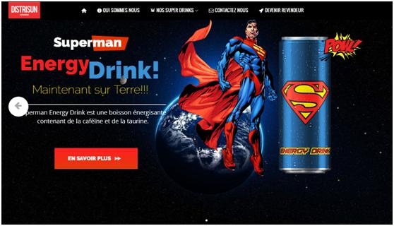 Screenshot Site Web Distrisun (accueil) - Batman Energy Drink