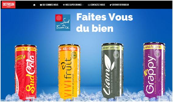 Screenshot Site Web Distrisun (accueil) - Boissons labelisées Sud de France